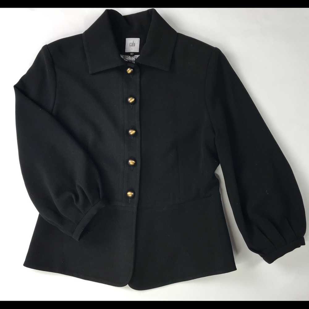 CAbi Womens Sz2 Abbott Blazer Black Bishop Sleeve
